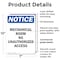Signmission Mechanical Room No Unauthorized Access OSHA Notice Sign, Plastic, 7in W x 10in L, 2PK OS-2PACK-NS-P-710-V-15950 - alternate 2